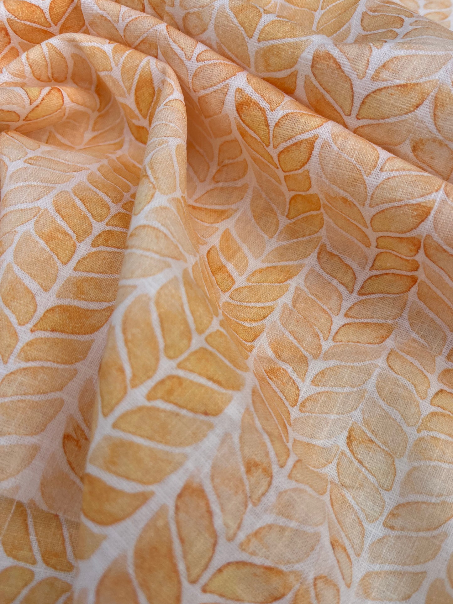 TERESA 024 Linen washed orange vintage print