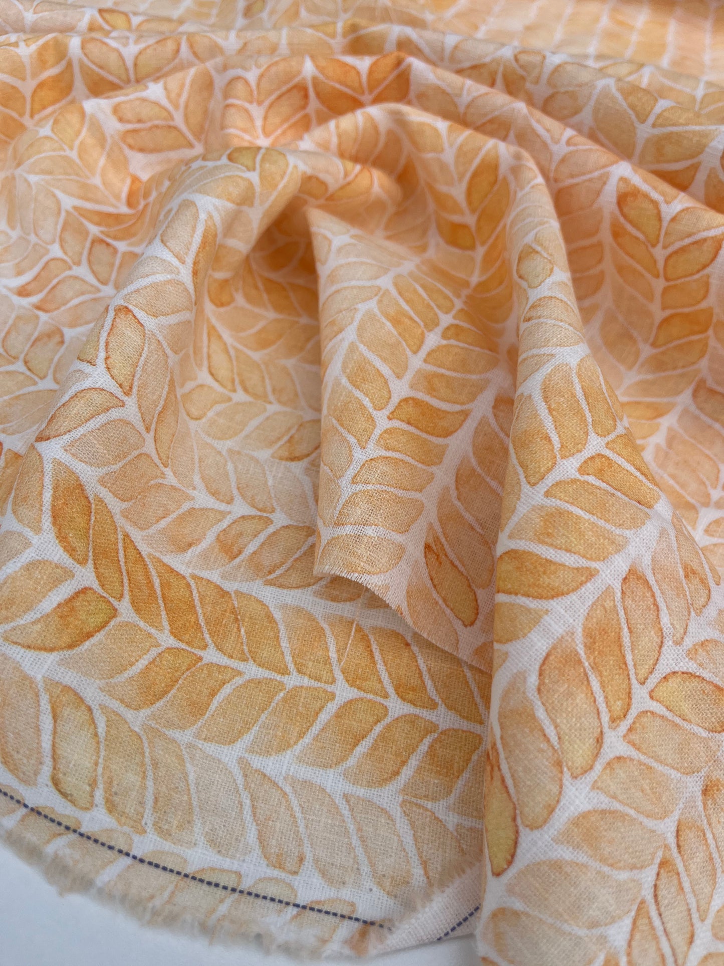 TERESA 024 Linen washed orange vintage print