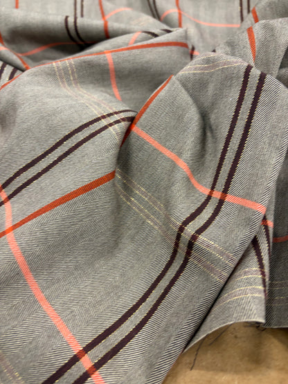 KELLY 024 brown checkered herringbone stretch fabric
