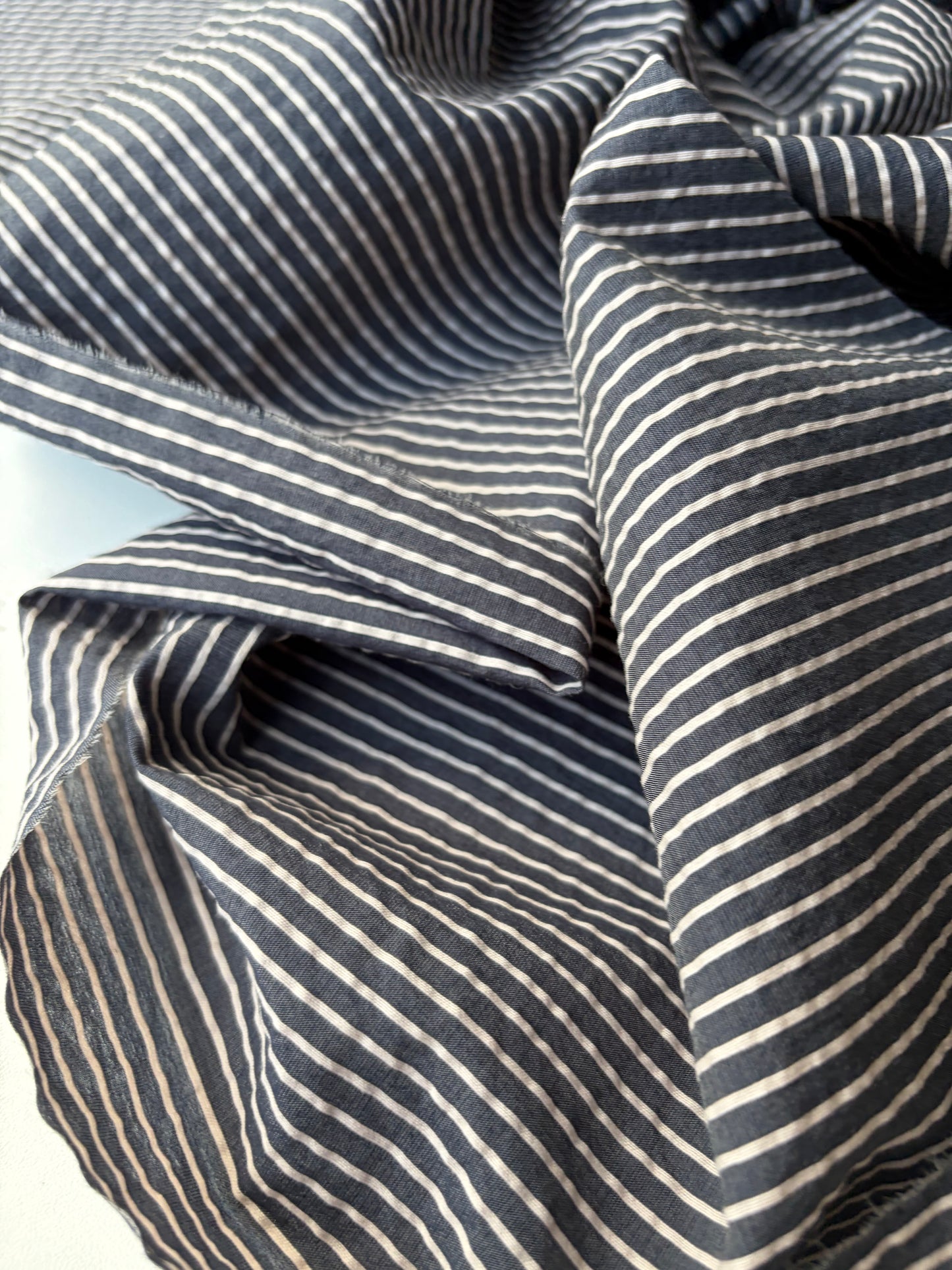 SUMMER STRIPES 009 indigo viscose voile stripes