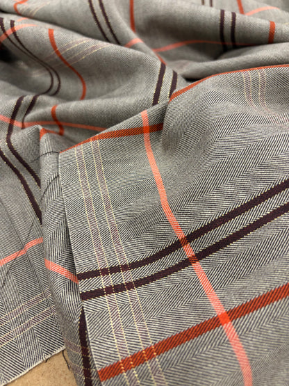 KELLY 024 brown checkered herringbone stretch fabric
