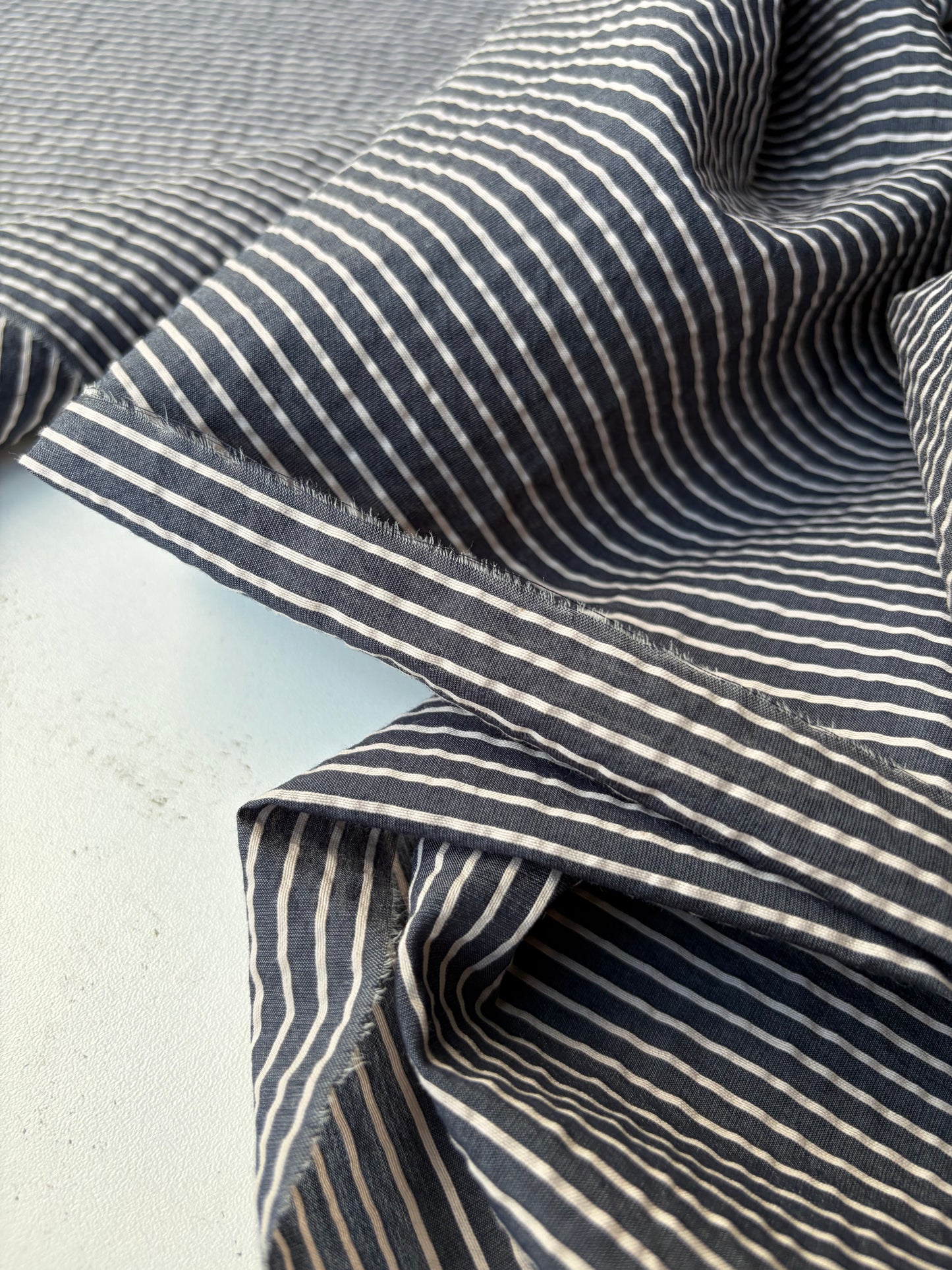 SUMMER STRIPES 009 indigo viscose voile stripes