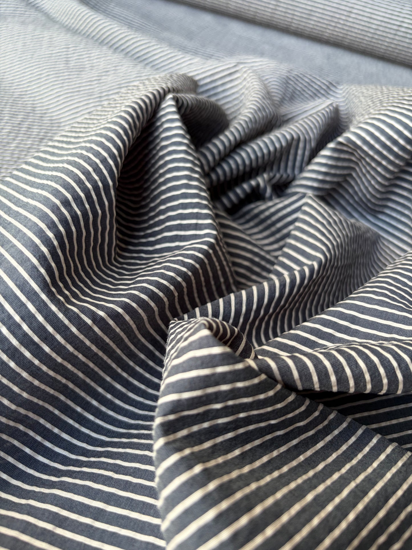 SUMMER STRIPES 009 indigo viscose voile stripes
