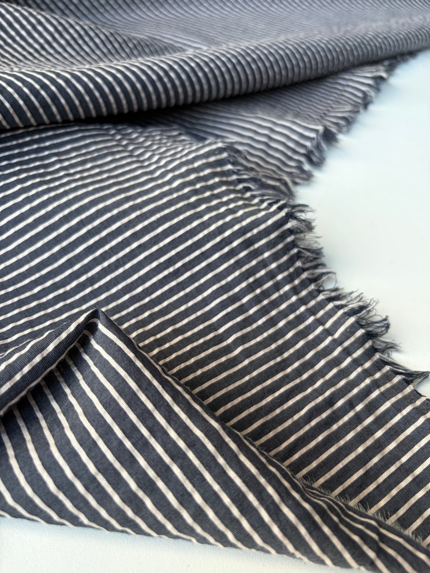 SUMMER STRIPES 009 indigo viscose voile stripes