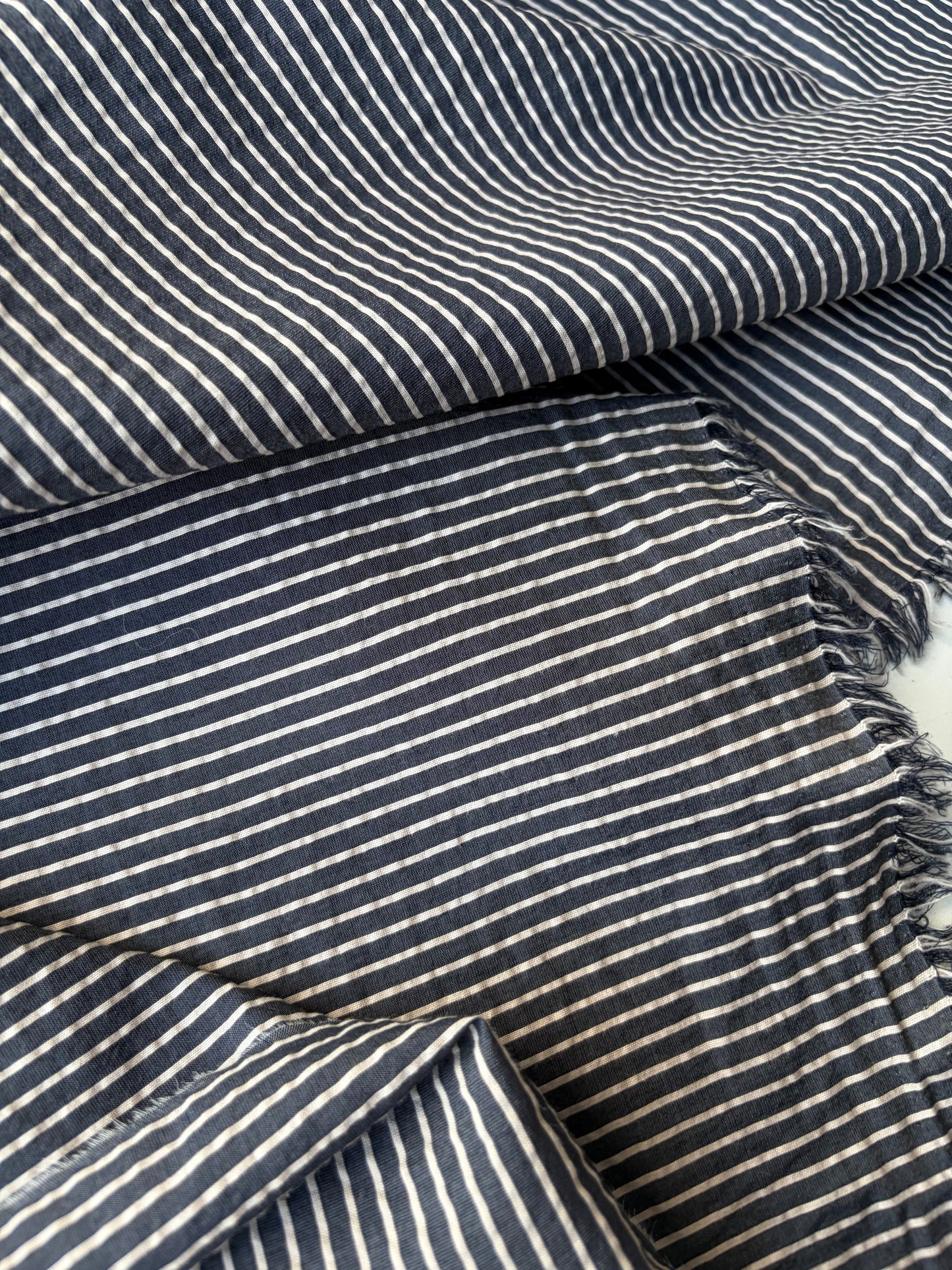 SUMMER STRIPES 009 indigo viscose voile stripes
