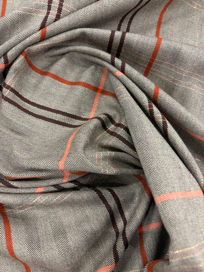 KELLY 024 brown checkered herringbone stretch fabric