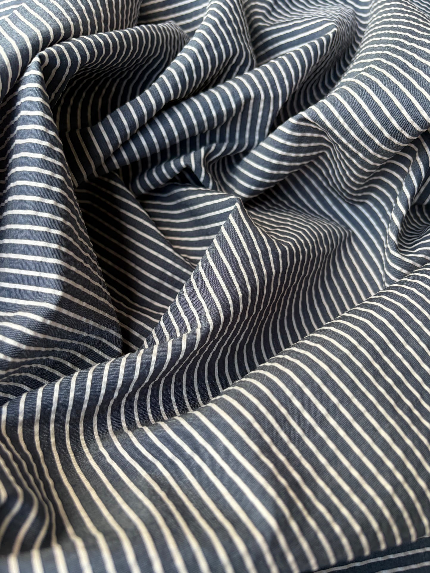 SUMMER STRIPES 009 indigo viscose voile stripes