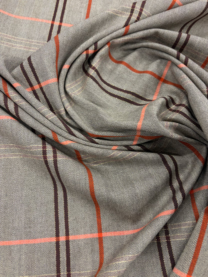 KELLY 024 brown checkered herringbone stretch fabric
