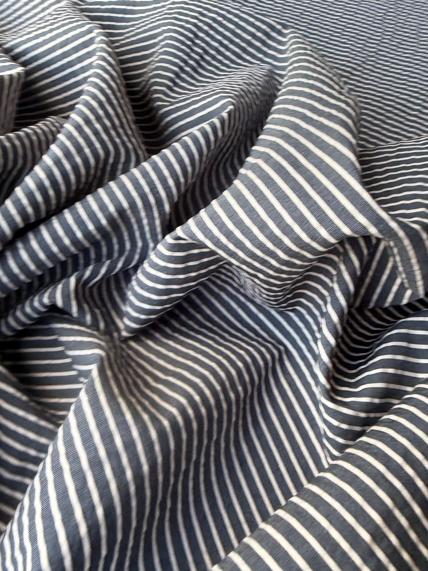 SUMMER STRIPES 009 indigo viscose voile stripes