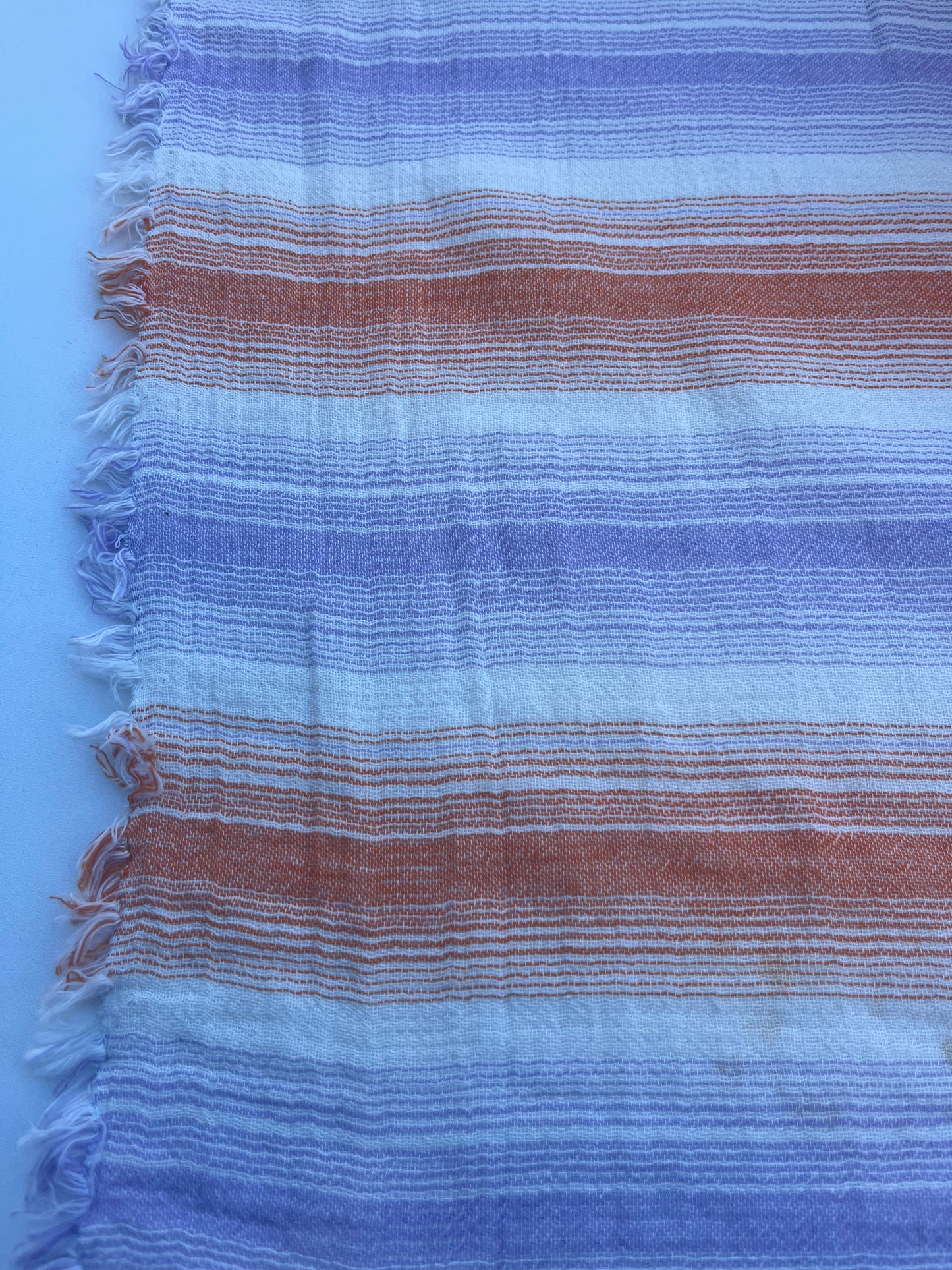 HERA 003 Gauze crinckle light jacquard stripes ecru/orange/lilac