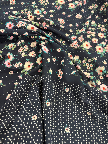 KELLY 026 crêpe georgette  floral print  single border