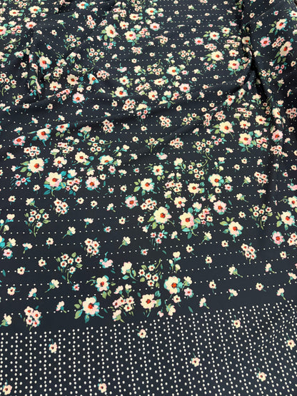 KELLY 026 crêpe georgette  floral print  single border