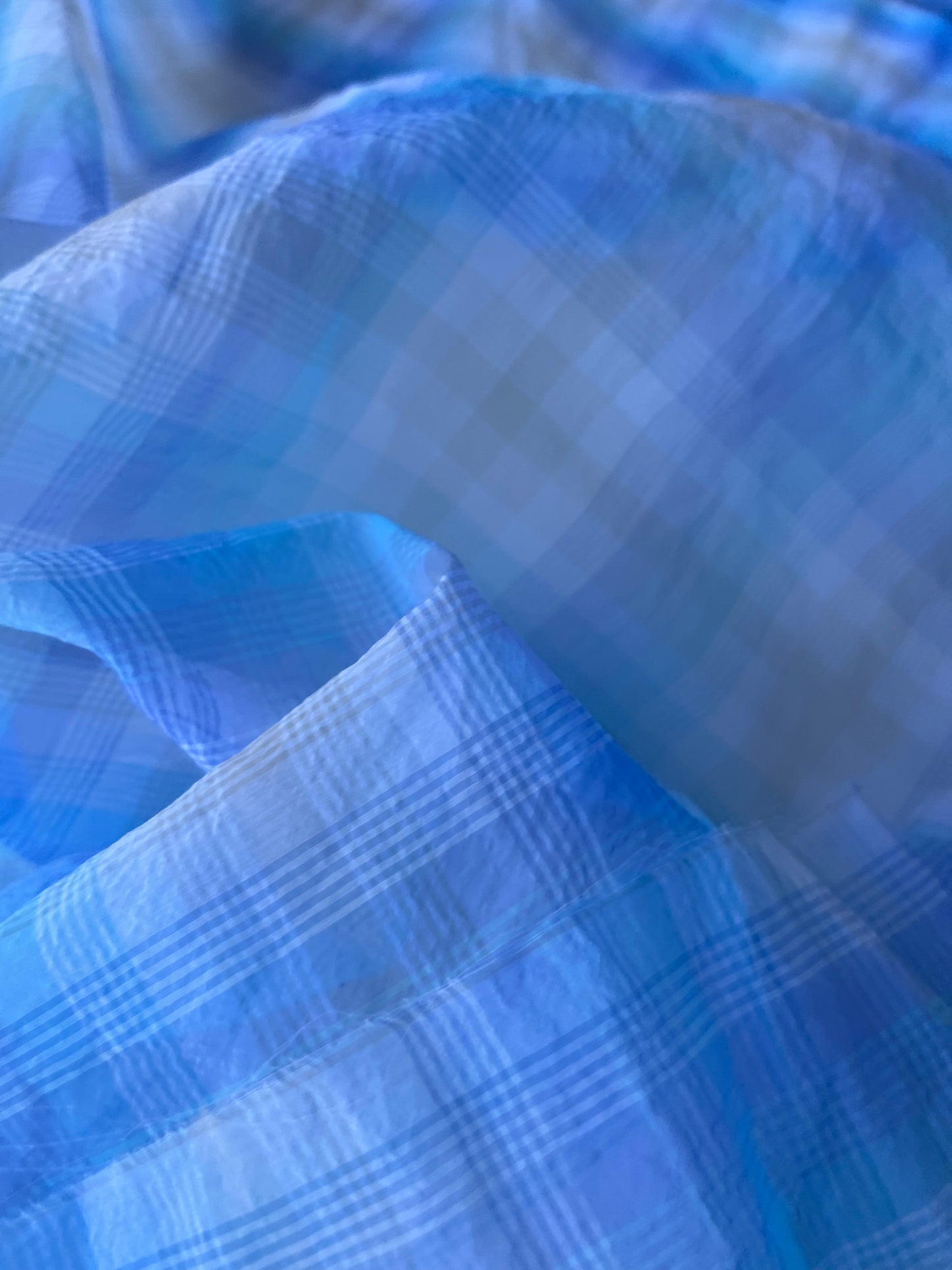 KLAAS 021 shiny transparent organza check blue