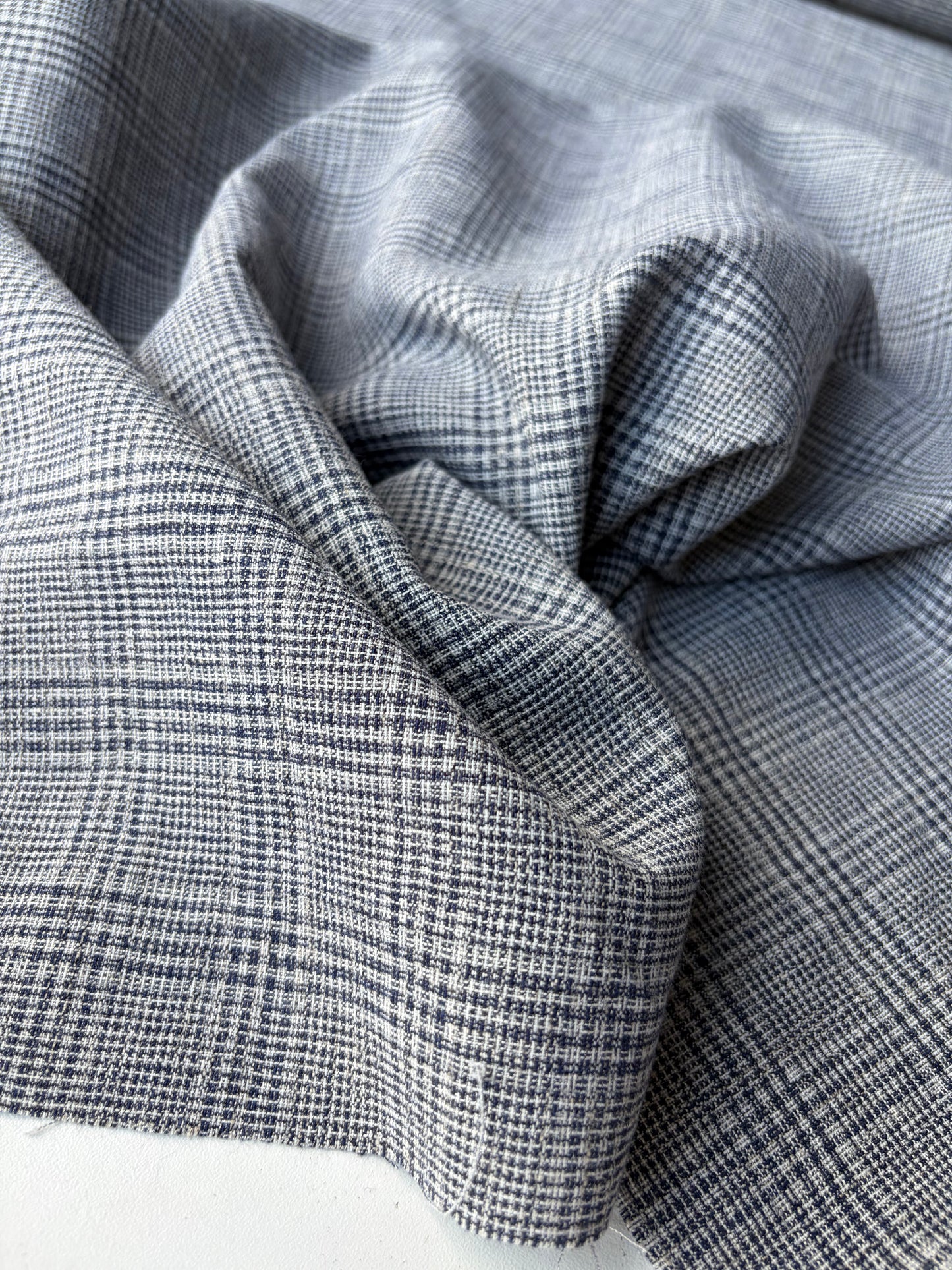 SUMMER STRIPES 011 cotton/linnen Prince of Wales indigo