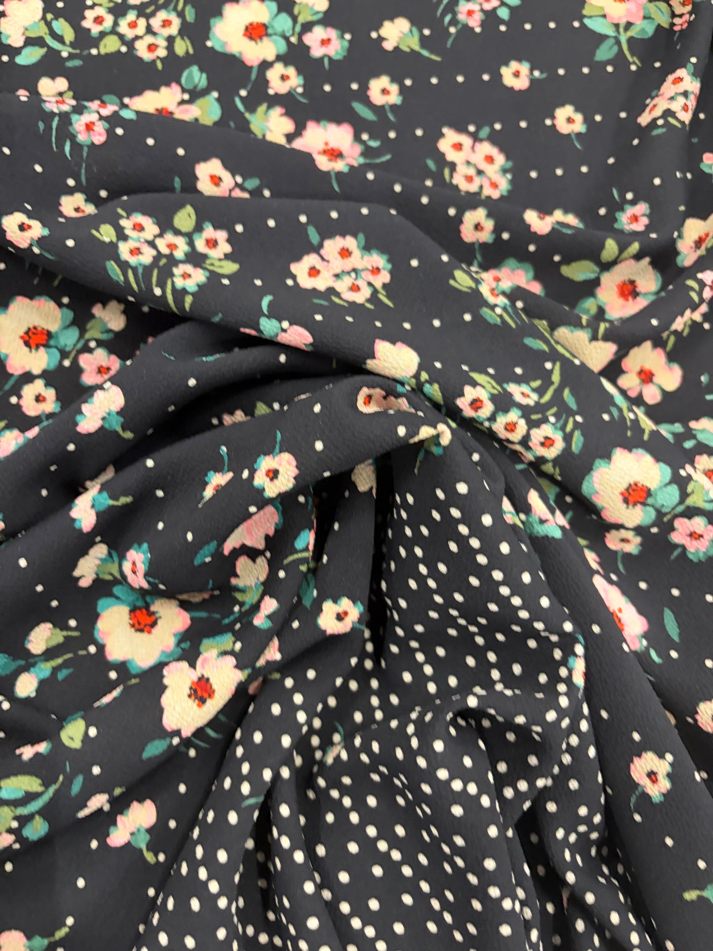 KELLY 026 crêpe georgette  floral print  single border