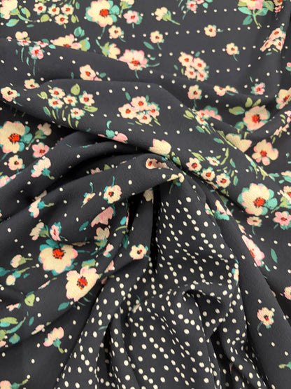 KELLY 026 crêpe georgette  floral print  single border