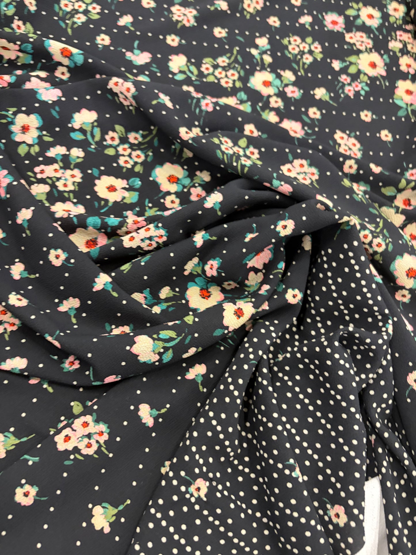 KELLY 026 crêpe georgette  floral print  single border