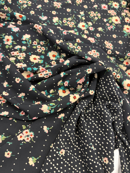 KELLY 026 crêpe georgette  floral print  single border