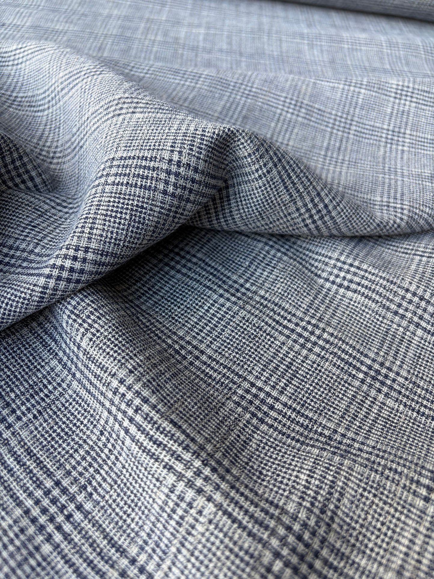 SUMMER STRIPES 011 cotton/linnen Prince of Wales indigo