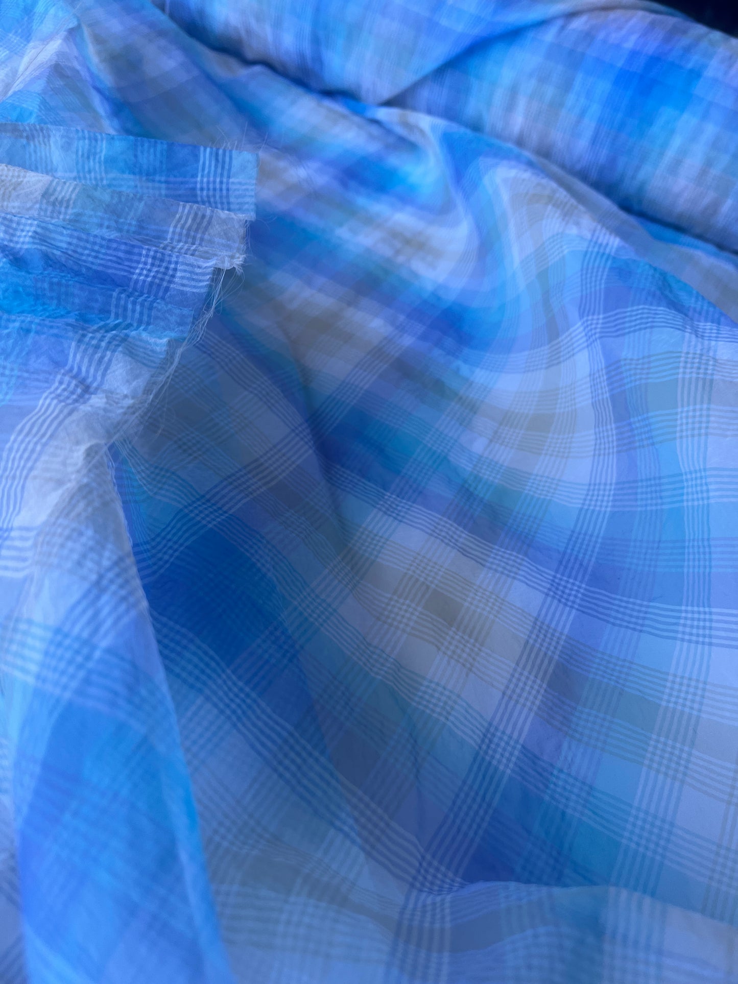 KLAAS 021 shiny transparent organza check blue