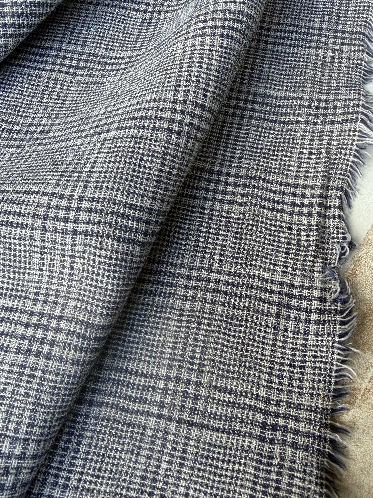 SUMMER STRIPES 011 cotton/linnen Prince of Wales indigo