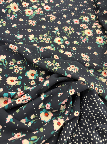 KELLY 026 crêpe georgette  floral print  single border