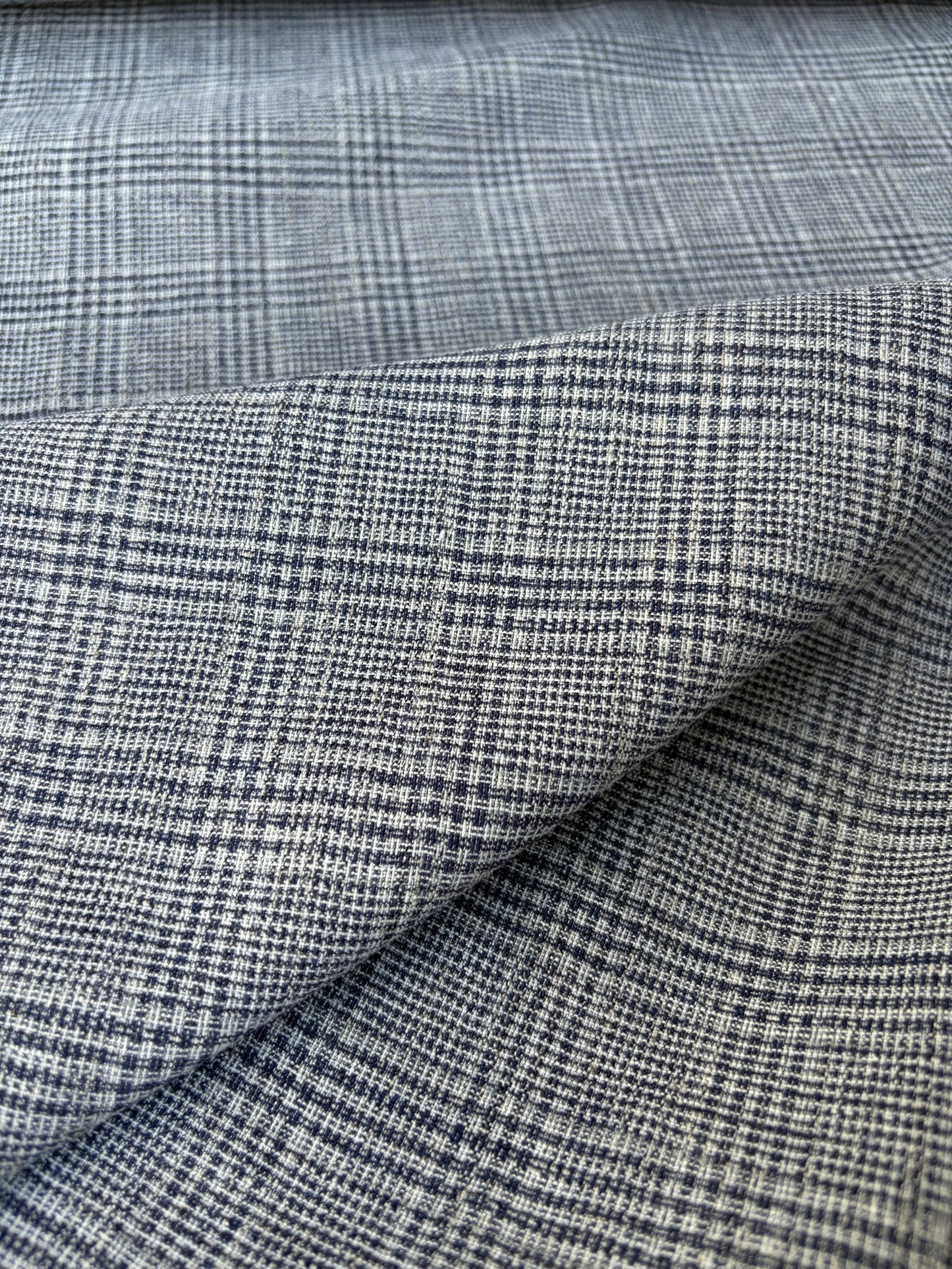 SUMMER STRIPES 011 cotton/linnen Prince of Wales indigo