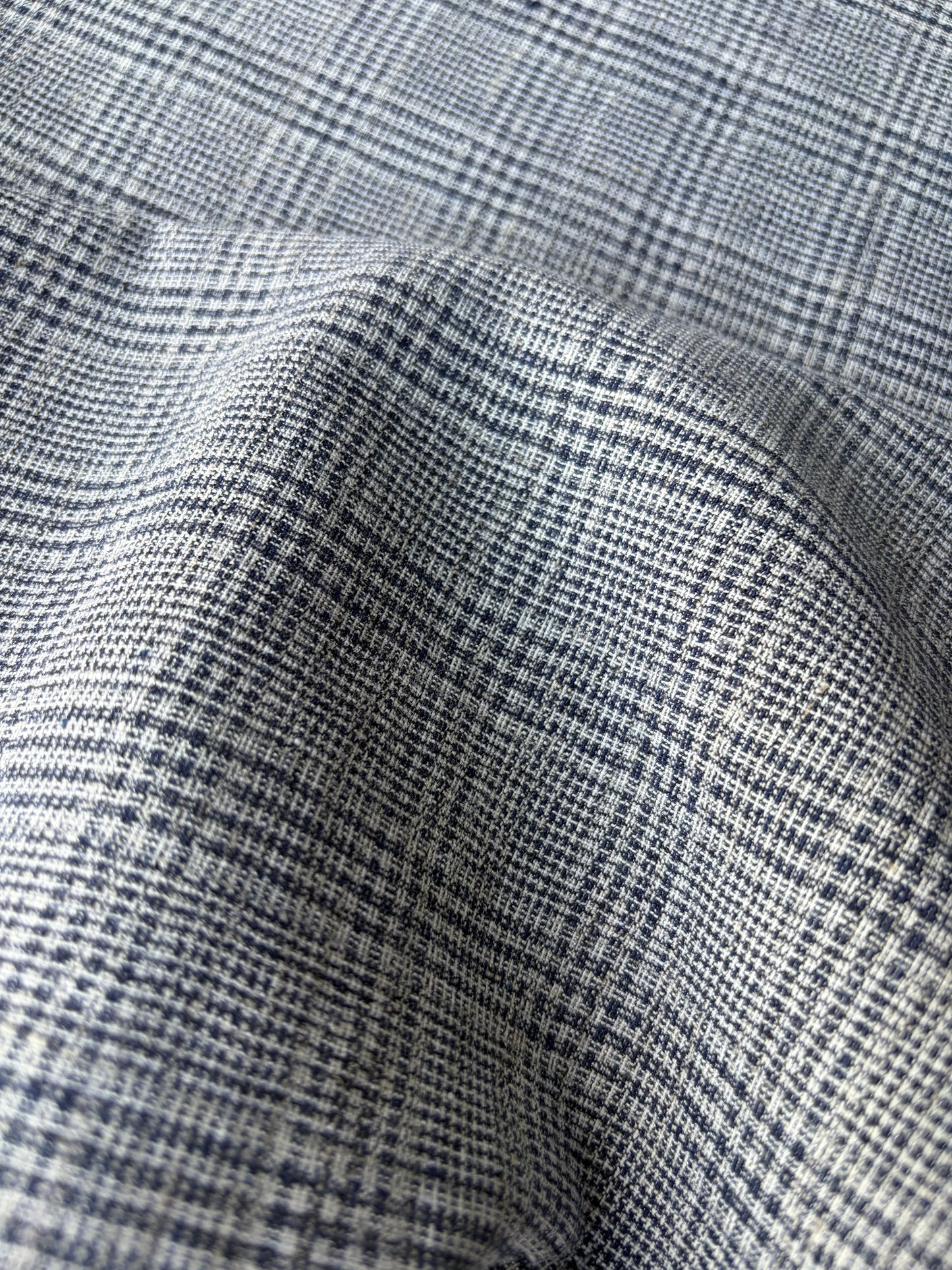 SUMMER STRIPES 011 cotton/linnen Prince of Wales indigo