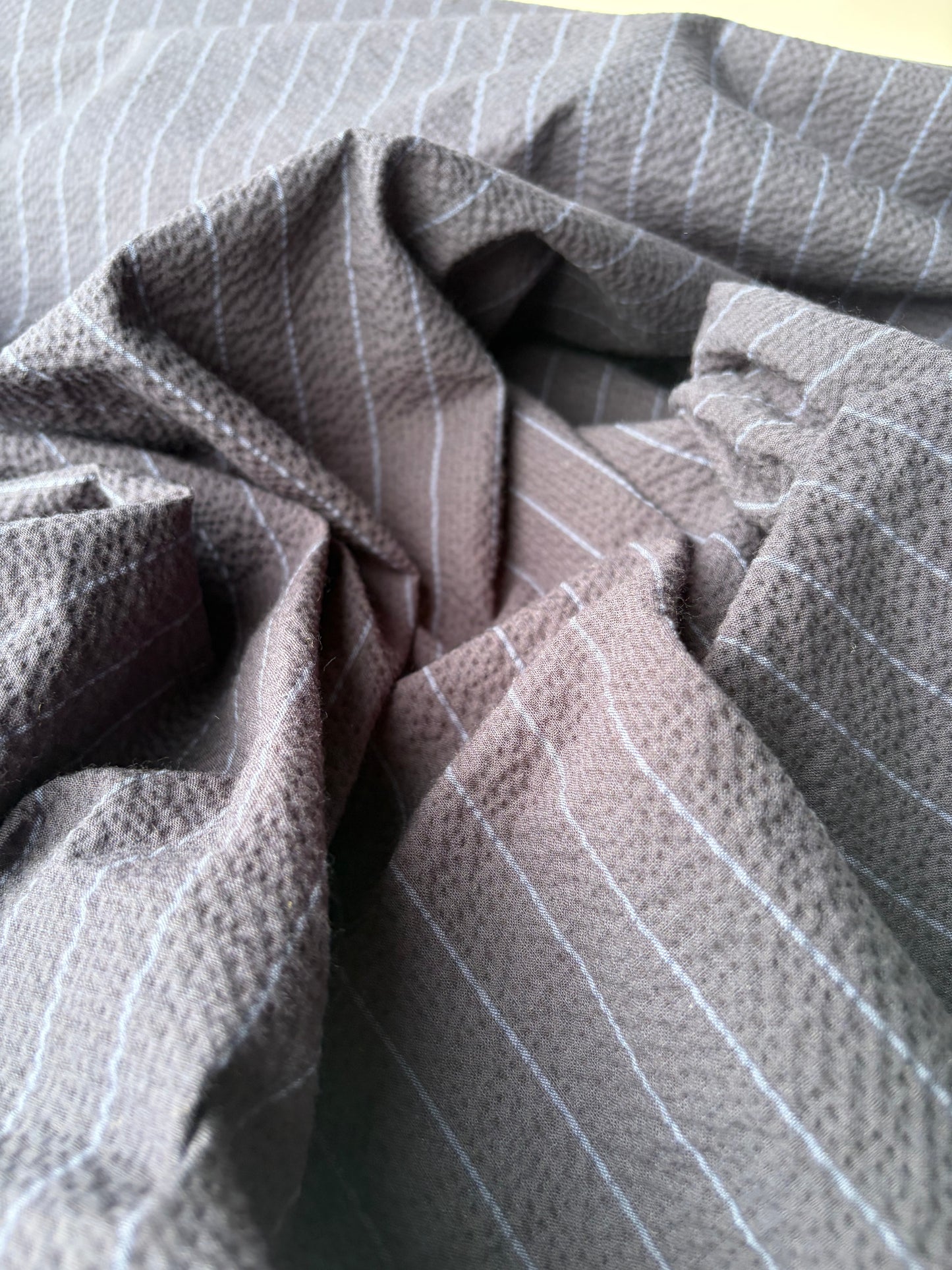 SUMMER STRIPES 014 striped seersucker suiting fabric navy