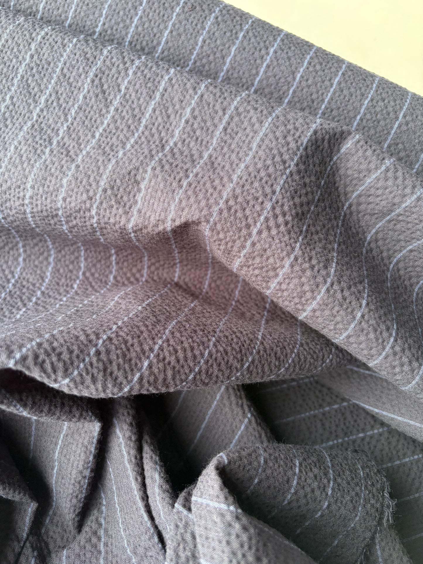 SUMMER STRIPES 014 striped seersucker suiting fabric navy