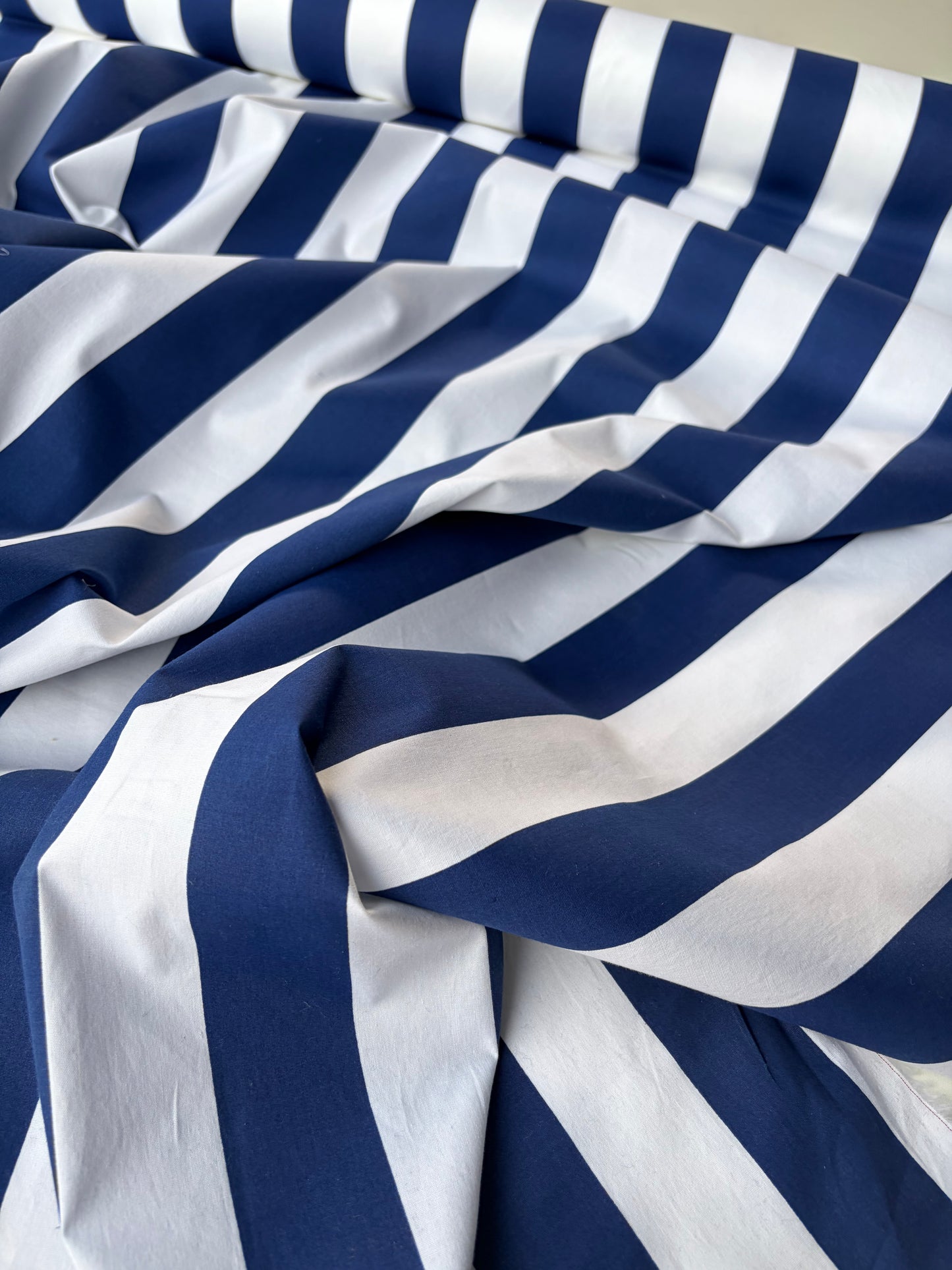 SUMMER STRIPES navy/white poplin stretch