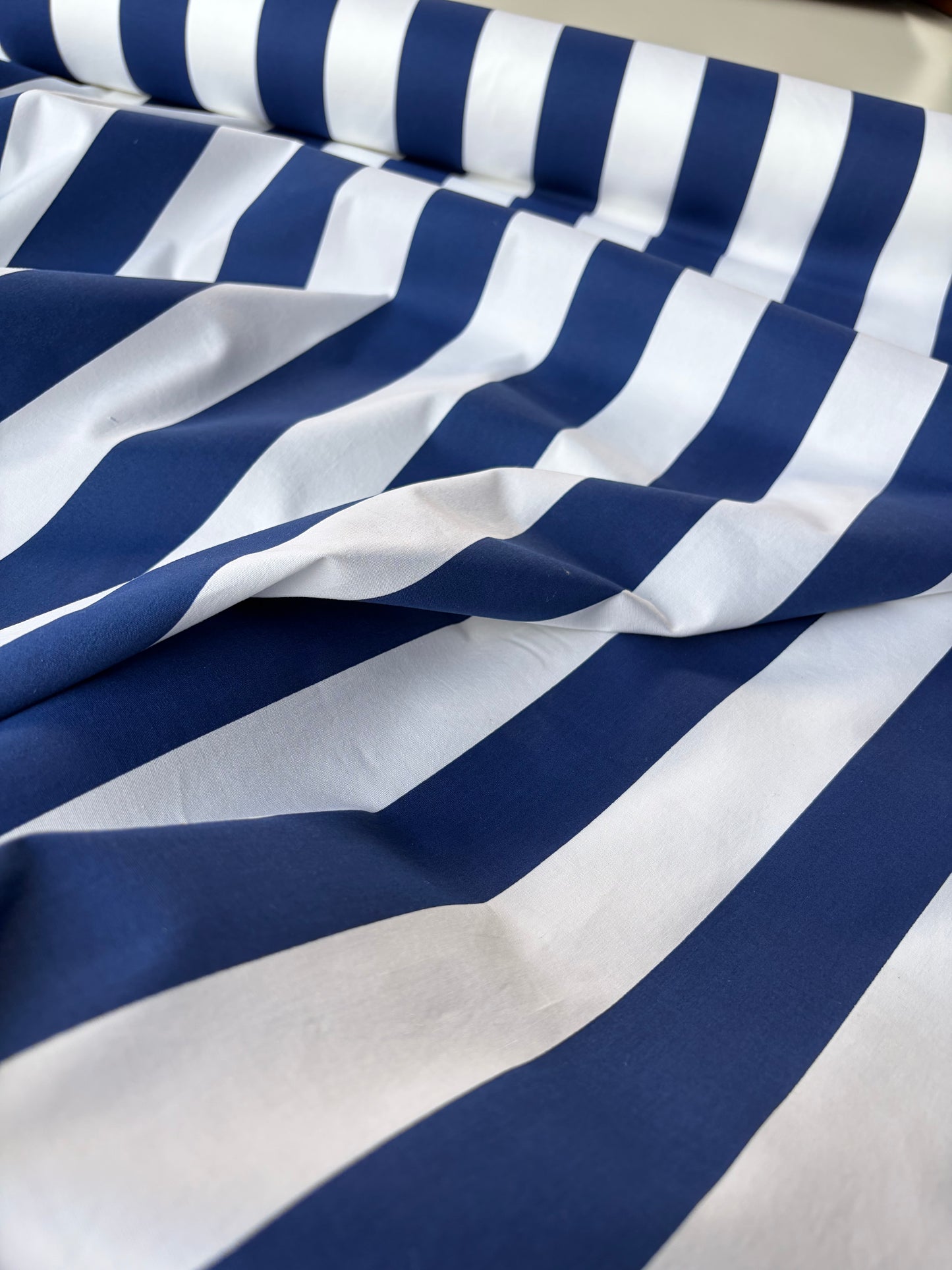 SUMMER STRIPES navy/white poplin stretch