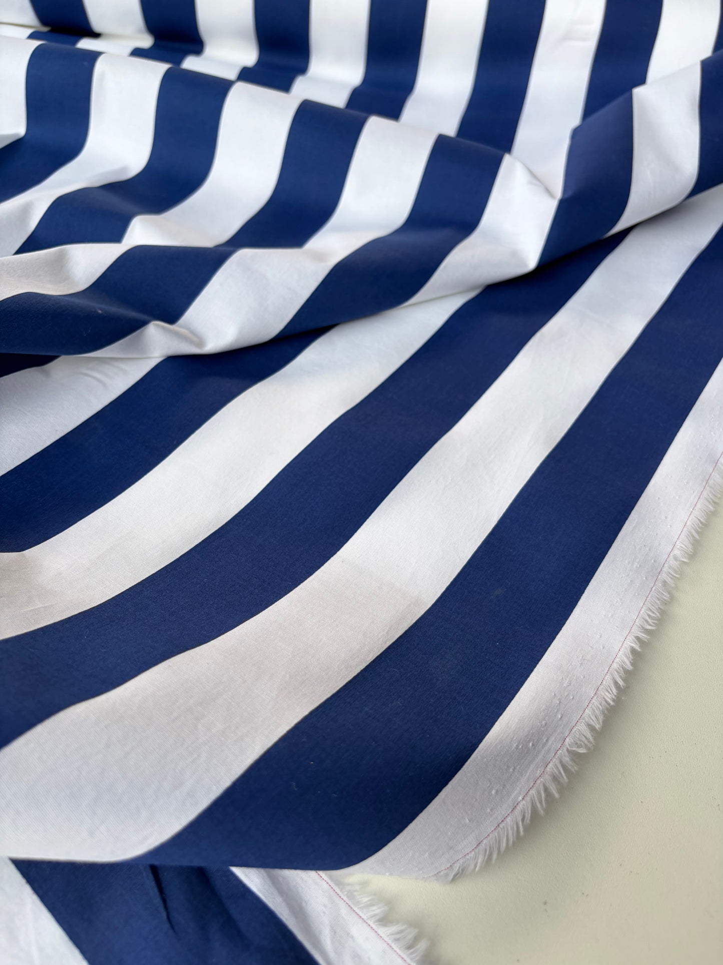 SUMMER STRIPES navy/white poplin stretch