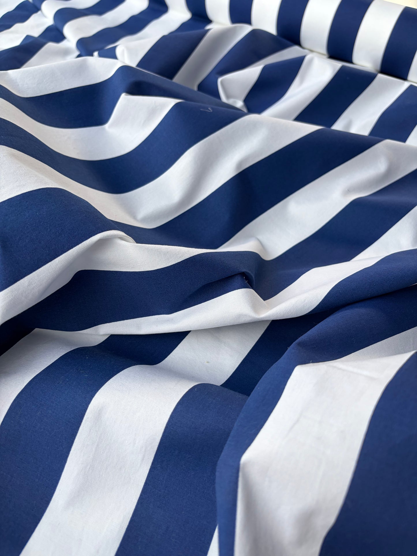 SUMMER STRIPES navy/white poplin stretch