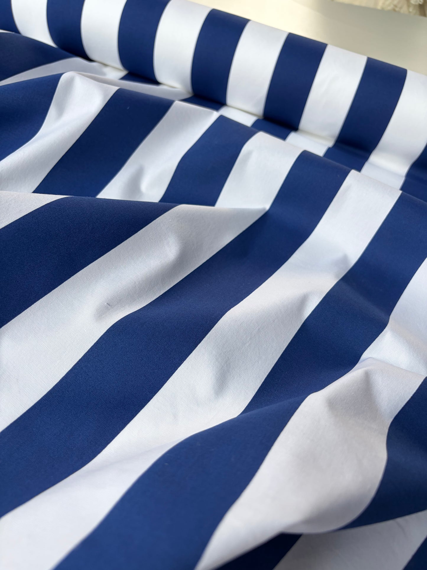 SUMMER STRIPES navy/white poplin stretch
