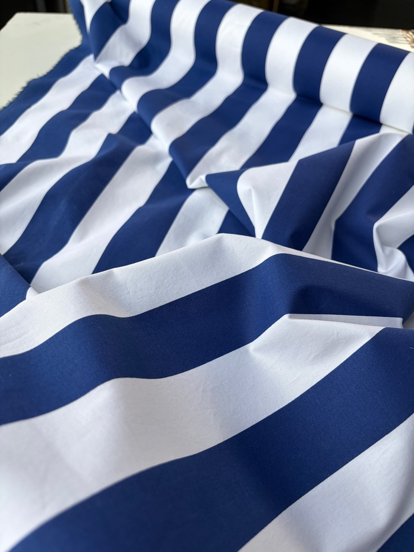 SUMMER STRIPES navy/white poplin stretch