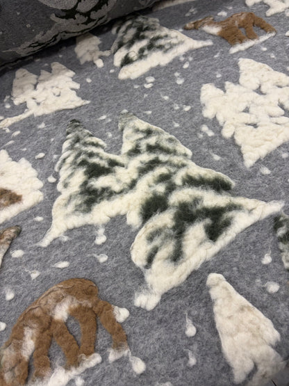 RHINO 003 heavy boiled wool with applicated snowy landscape