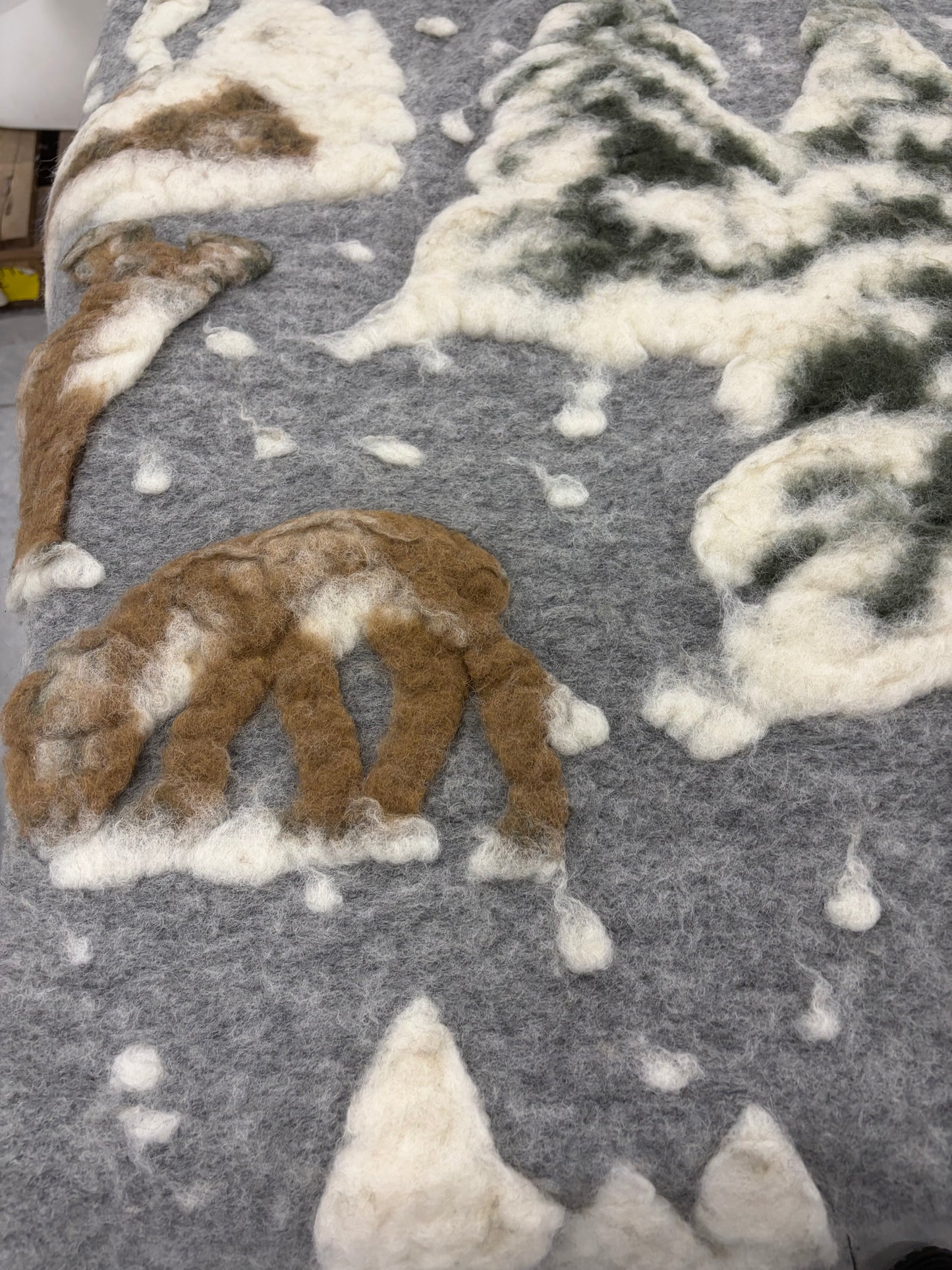RHINO 003 heavy boiled wool with applicated snowy landscape