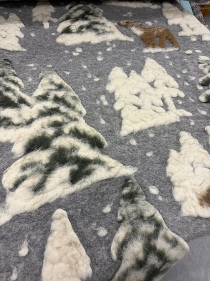 RHINO 003 heavy boiled wool with applicated snowy landscape