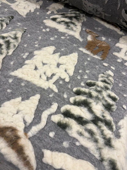 RHINO 003 heavy boiled wool with applicated snowy landscape