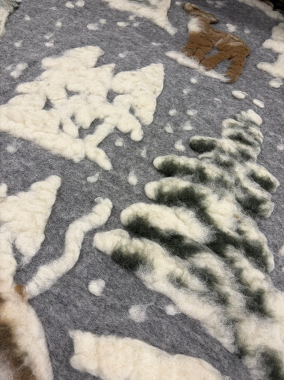 RHINO 003 heavy boiled wool with applicated snowy landscape