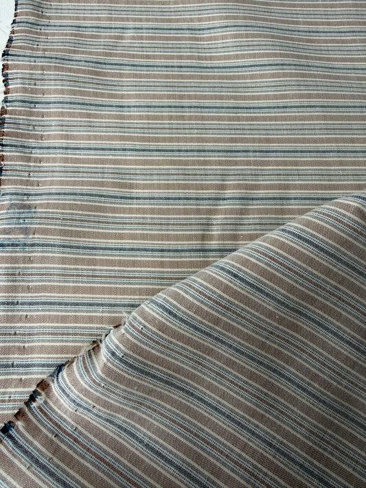 AMI 019 yarn dyed cotton stripes sand/indigo