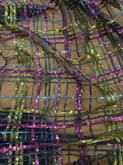 RHINO 019 mesh multicolour sequins check