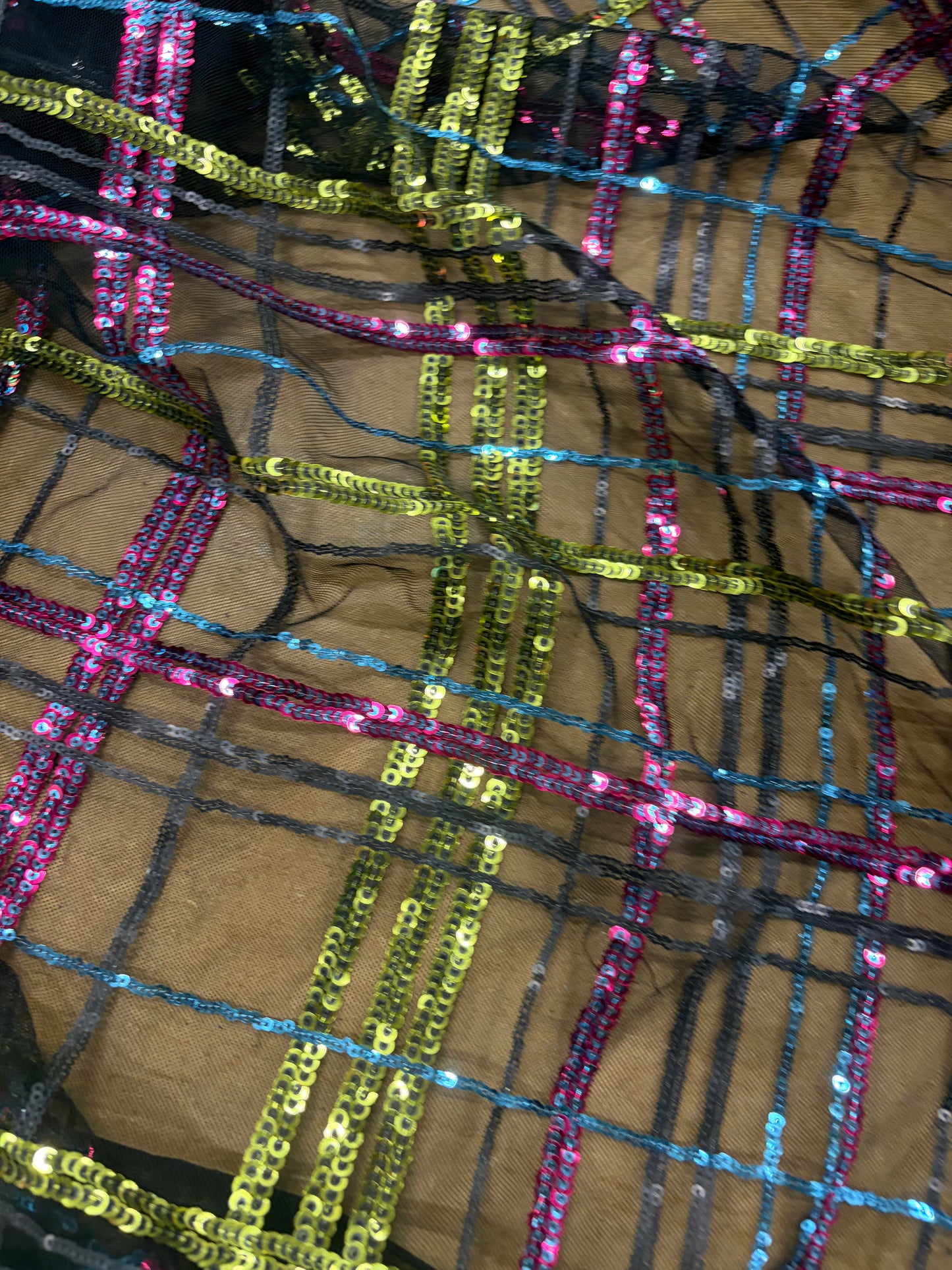RHINO 019 mesh multicolour sequins check