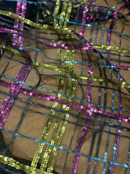 RHINO 019 mesh multicolour sequins check