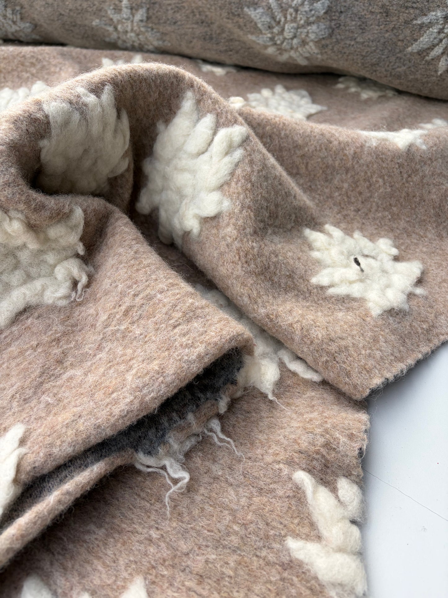 WILD WOOL 004 heavy boiled wool with applicated design