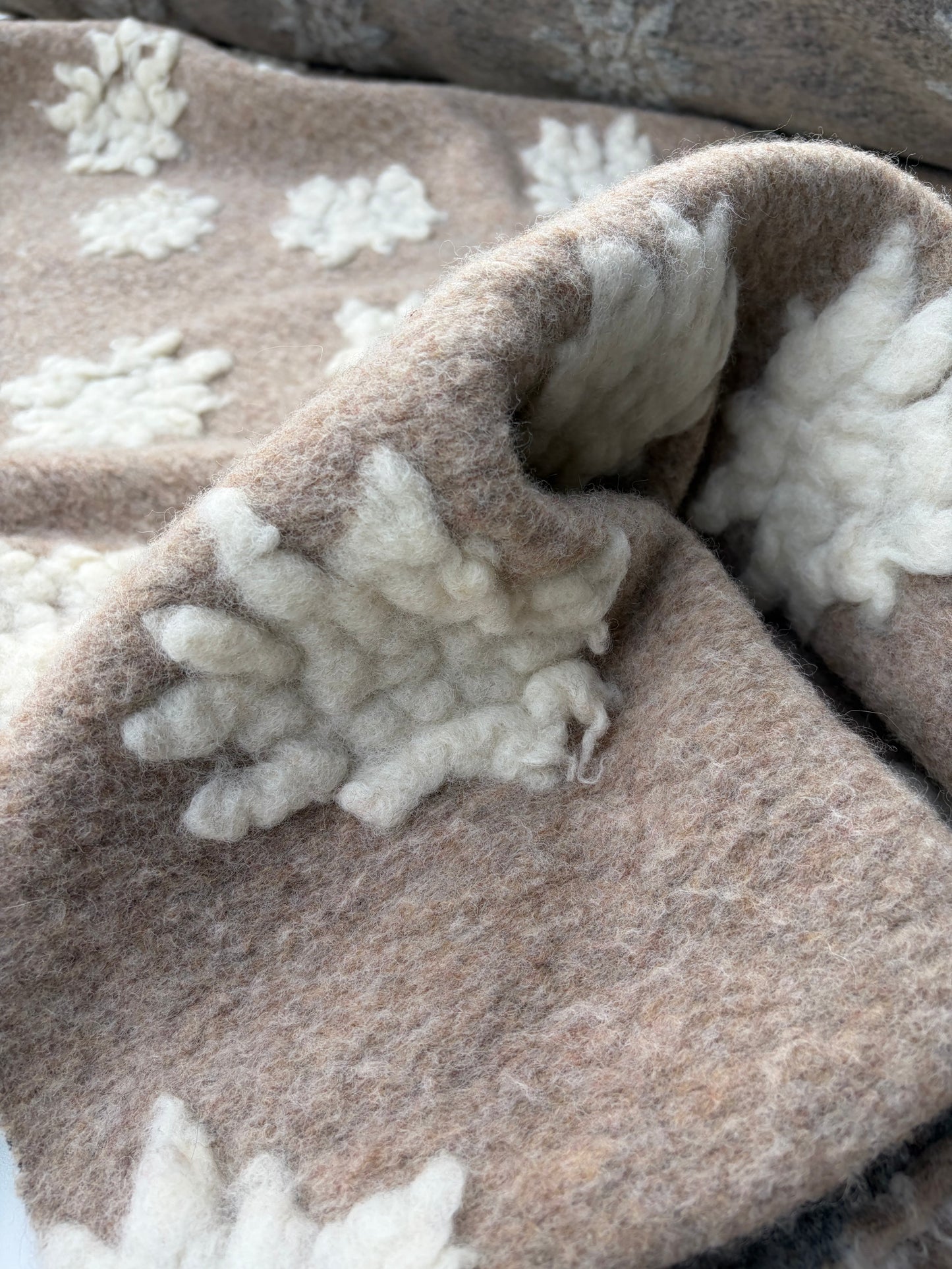 WILD WOOL 004 heavy boiled wool with applicated design