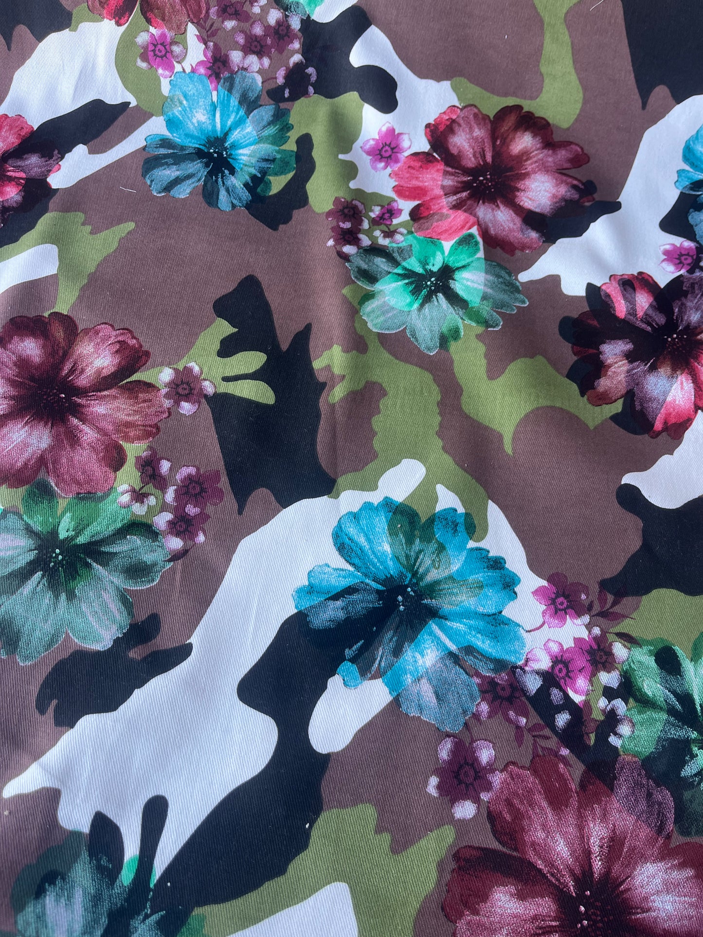ALAN 018 cotton twill stretch camouflage+flowers