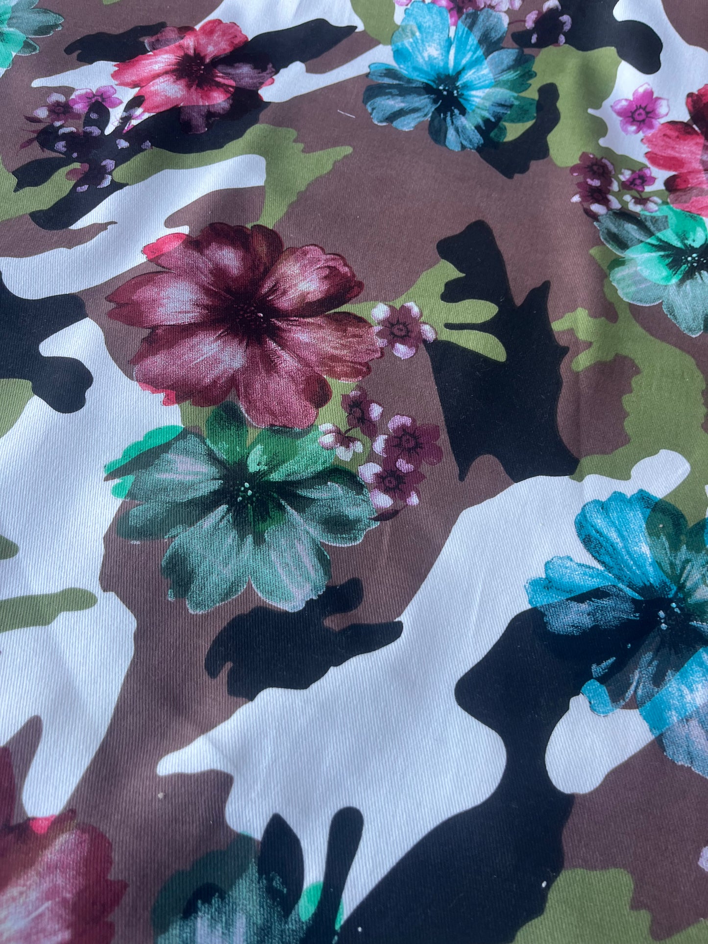 ALAN 018 cotton twill stretch camouflage+flowers