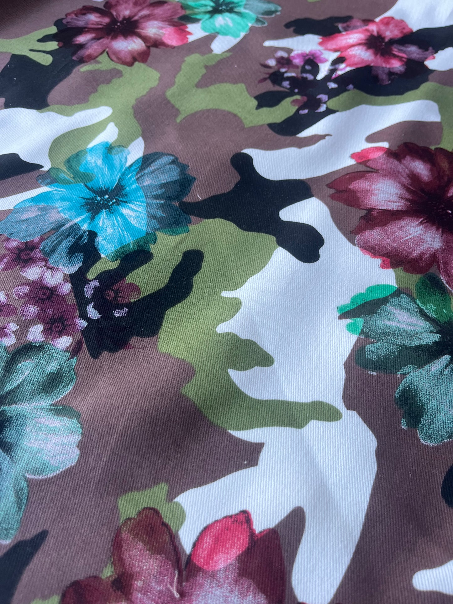 ALAN 018 cotton twill stretch camouflage+flowers
